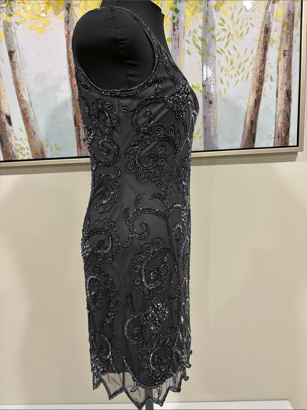Embellished Black Beaded Sleeveless Flapper Cocktail Dress - Picture 5 of 16